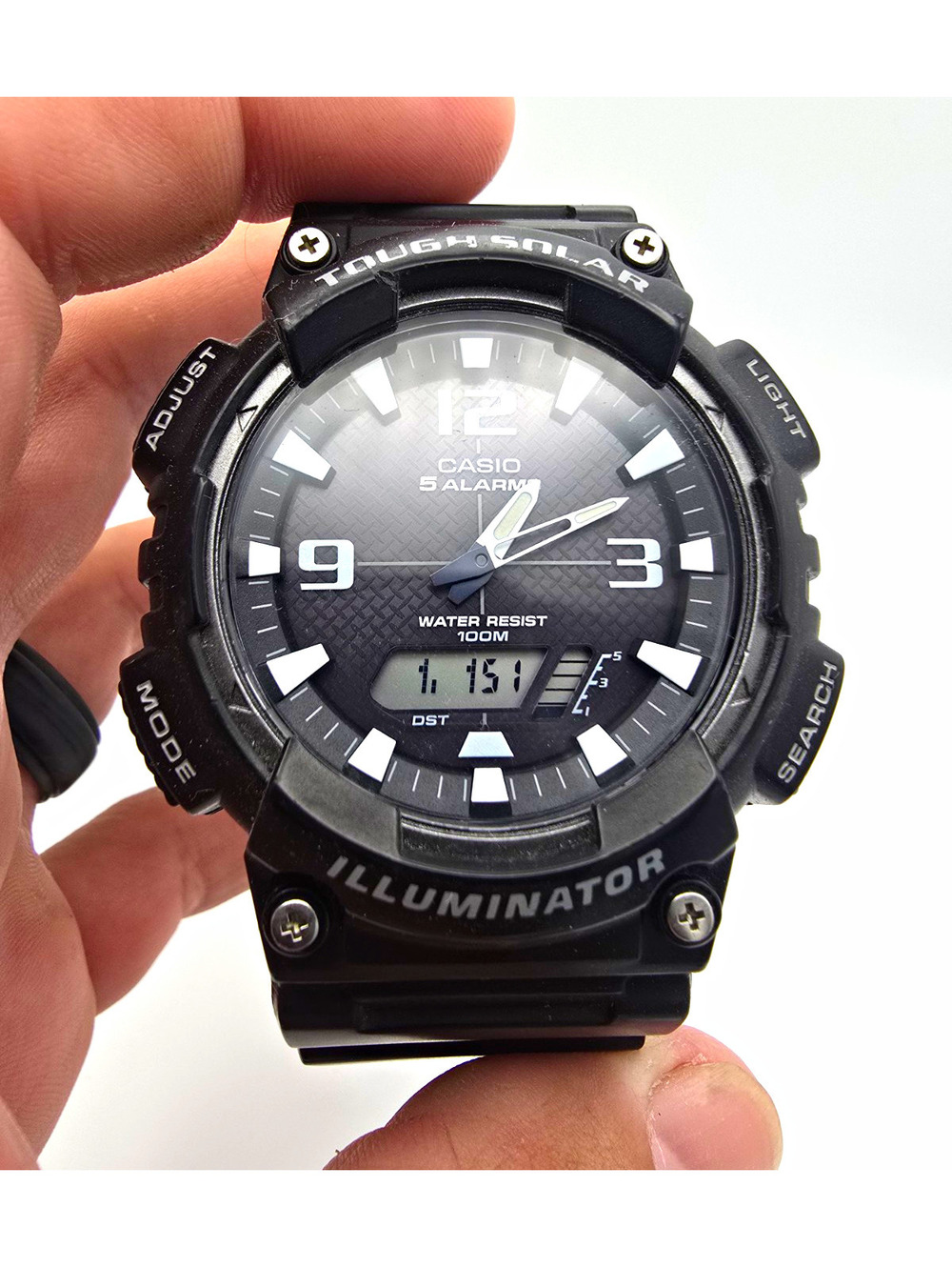 Casio AQ-S810W Tough Solar Analog/Digital 5 Alarm 100m Backlight Black